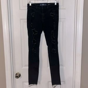 Junior’s Hollister Black Jeans, 26 x 30, Mid-rise Super Skinny, Distressed
